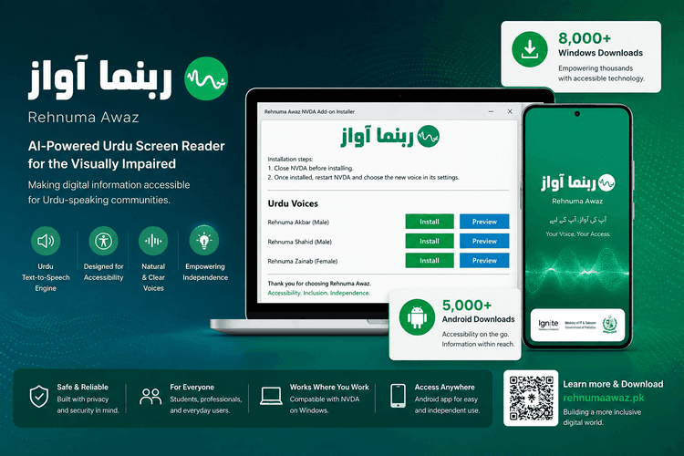 Preview of the Rehnuma Awaz: AI-Powered Urdu Screen Reader for Blind Users in Pakistan